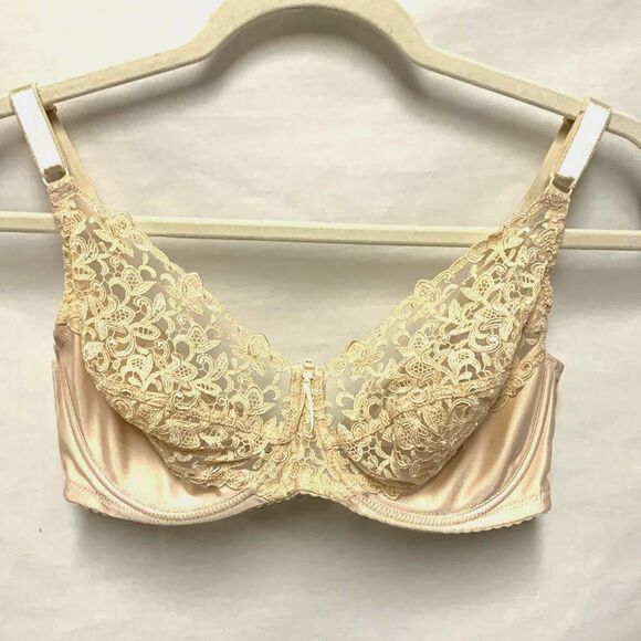 Wacoal Tapestry Tan Floral Lace and Satin Underwire Bra Size 36D - Picture 1 of 6
